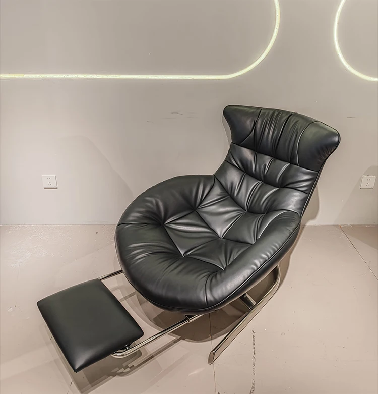 Italian Convertible Superfine Leather Chaise Lounge Sofa Chair Modern European Design Adjustable Comfortable Home Furniture