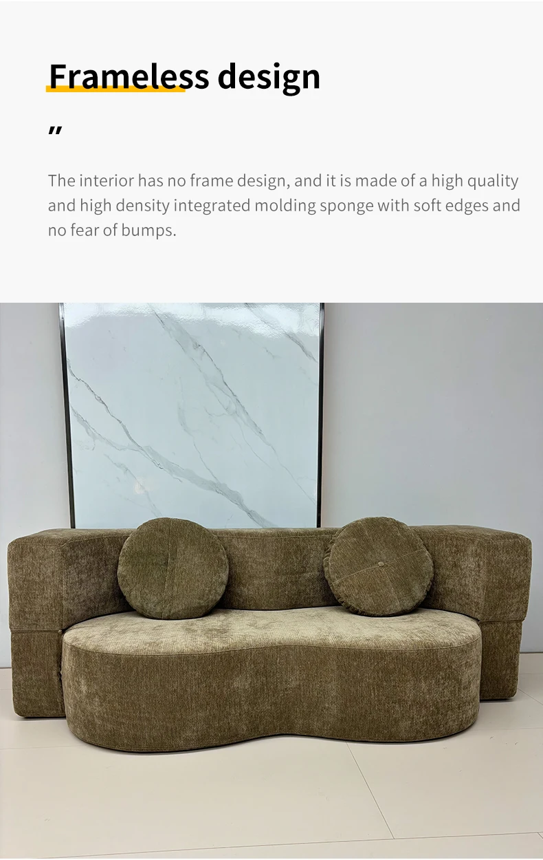 Nordic Cloud Minimalist Fabric Modular Sofa Bed Foldable Reclining for Small Apartment Bedroom School Use Sponge Filling