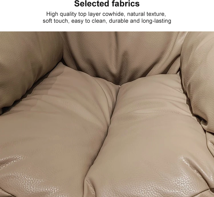 Nordic Modern Style Genuine Leather Soft Single Swivel Eggshell Lazy Recliner Living Room Furniture