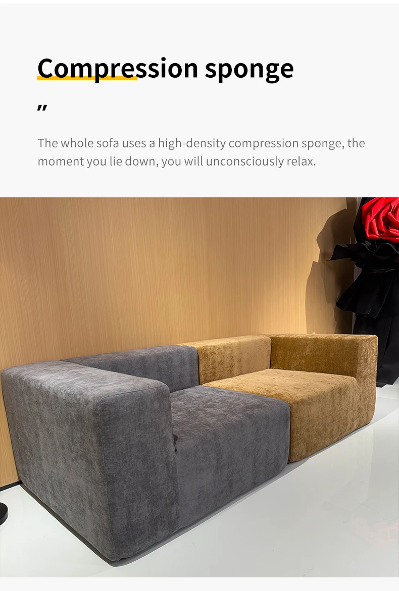 Nordic European Minimalist Sectional Couch Modular Compression Living Room Sofa with Square Shape Vacuum Compressed
