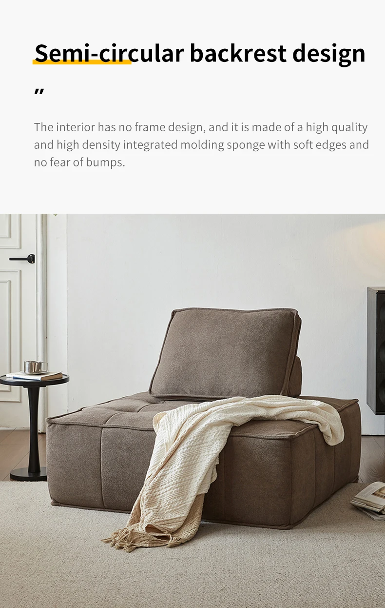 Factory Direct Modern Tufted Single Seat Sponge Fabric Compression Sofa for Large Villa Apartment Living Room Feature