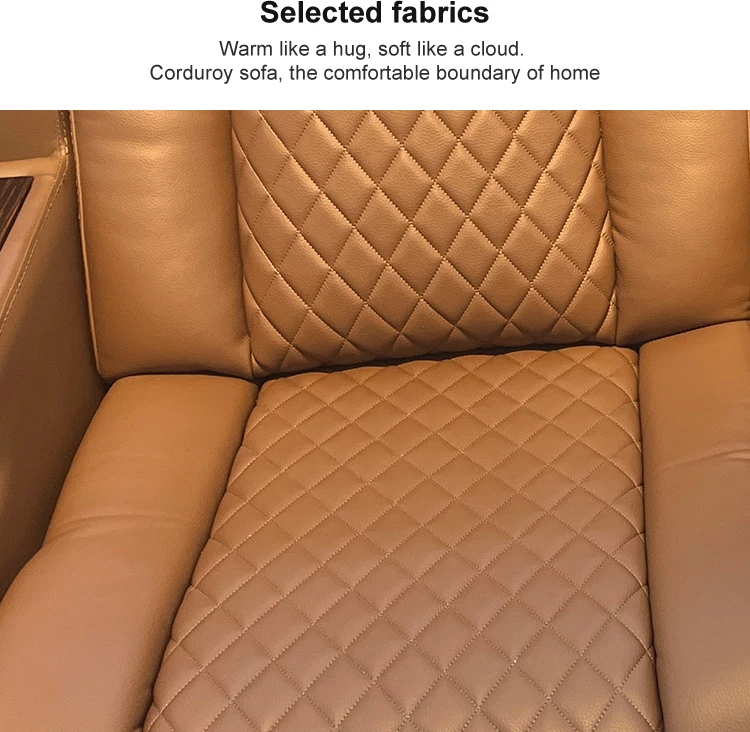 Orange 3-Seat Electric Recliner Sofa Chair Sponge Filled Artificial Leather L-Shape Apartment Home Cinema Theater Villa Interior