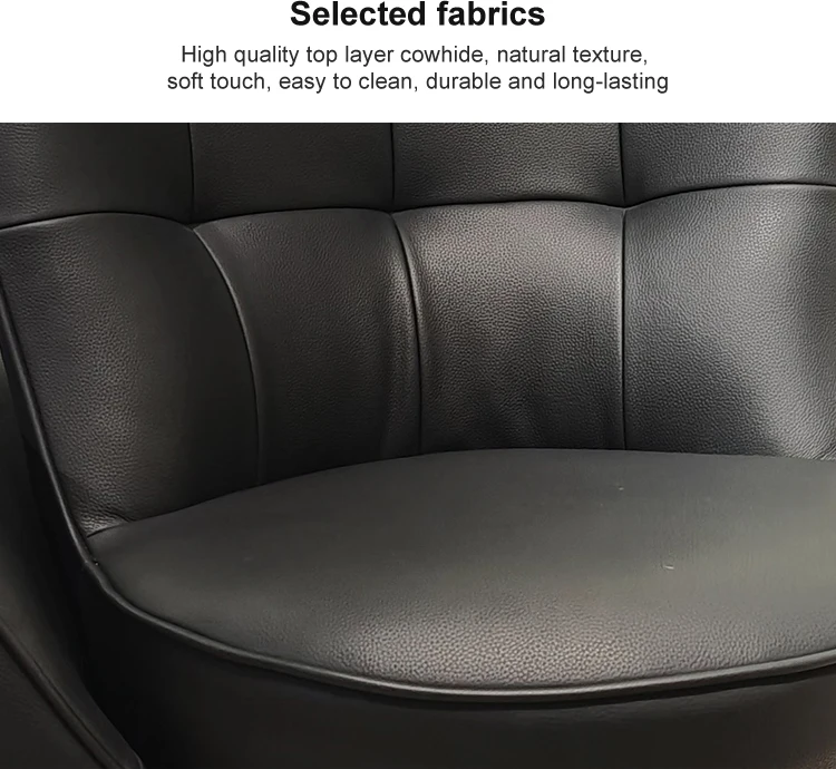 Midcentury Luxurious Metal Leather Armchair Revolving Backrest Chaise Lounge Modern Home Furniture Living Room Hotel Reception