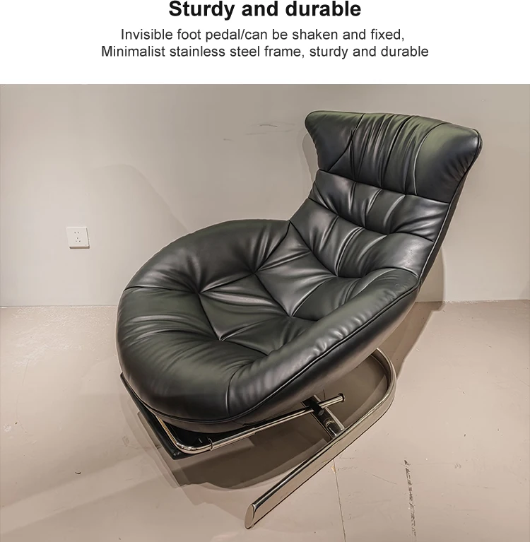 Italian Convertible Superfine Leather Chaise Lounge Sofa Chair Modern European Design Adjustable Comfortable Home Furniture