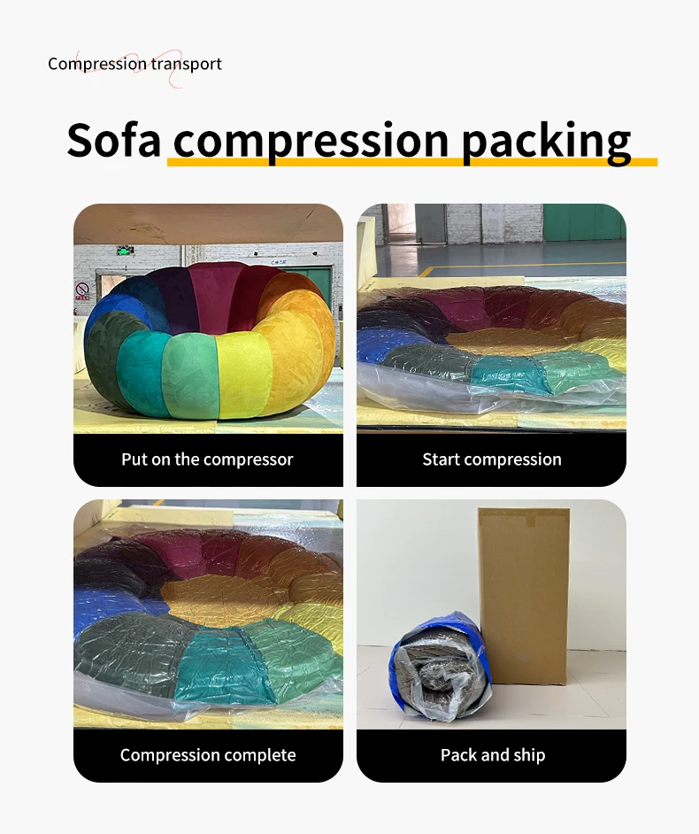 Modern Single Person Fabric Compression Sofa Chair L-Shape Minimalist Design Bedroom & Hotel Use Indoor Storage Furniture