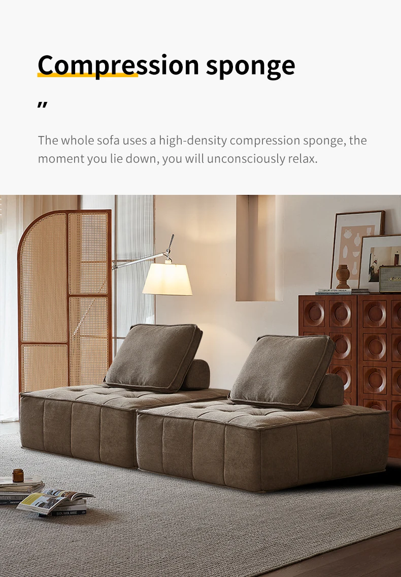 Factory Direct Modern Tufted Single Seat Sponge Fabric Compression Sofa for Large Villa Apartment Living Room Feature
