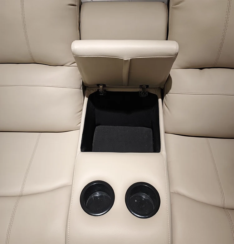 Modern Electric Recliner Sofa New Design Genuine Leather Upholstery Extendable 3 Seat Square Living Room Metal Sponge Hotel