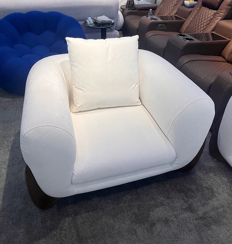 Modern Wabi Sabi-Style Three-Seat Corner Sofa with Sponge-Filled Fabric Minimalist Square Design Wood Legs for Living Room