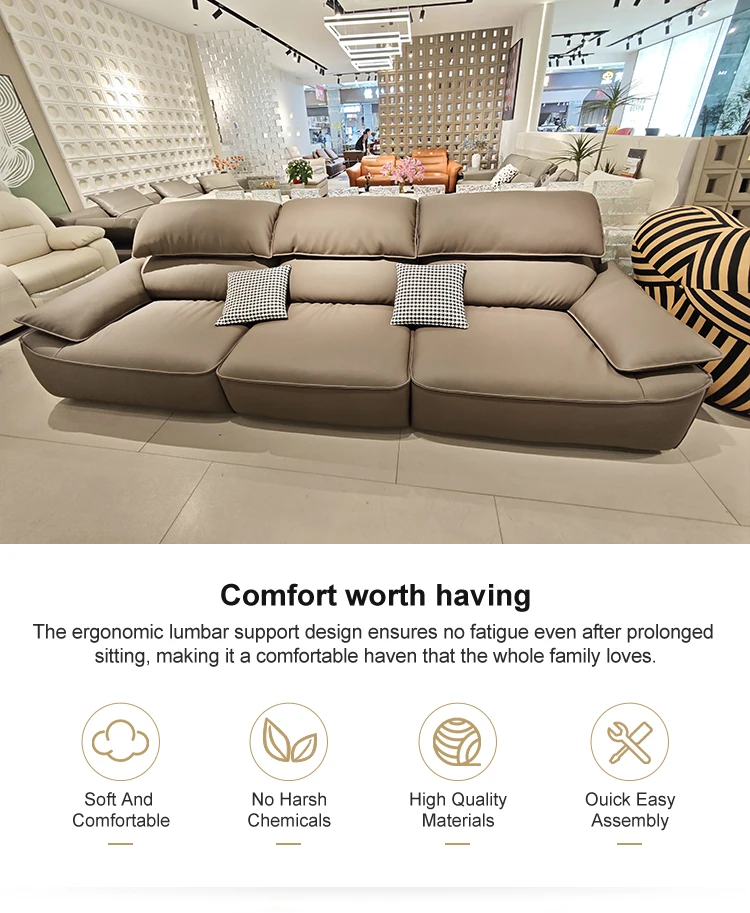 Italian Simplicity Leather Sofas Nordic Style Minimalist Design for Living Room Household Furniture Set