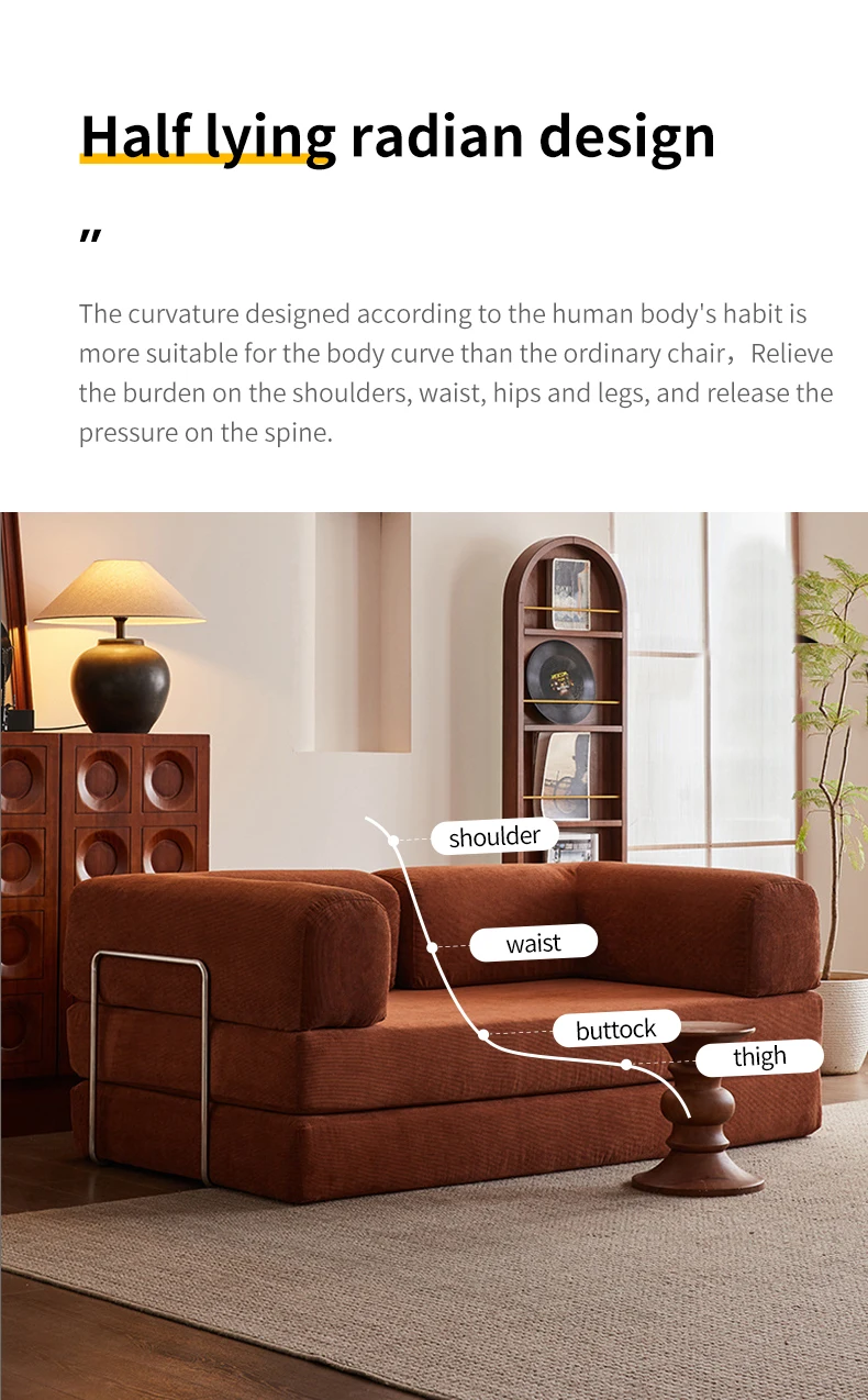 Simple Square Corner Folding Sofa Bed Fabric Compressed Convertible Extendable Living Room Decor Sofa