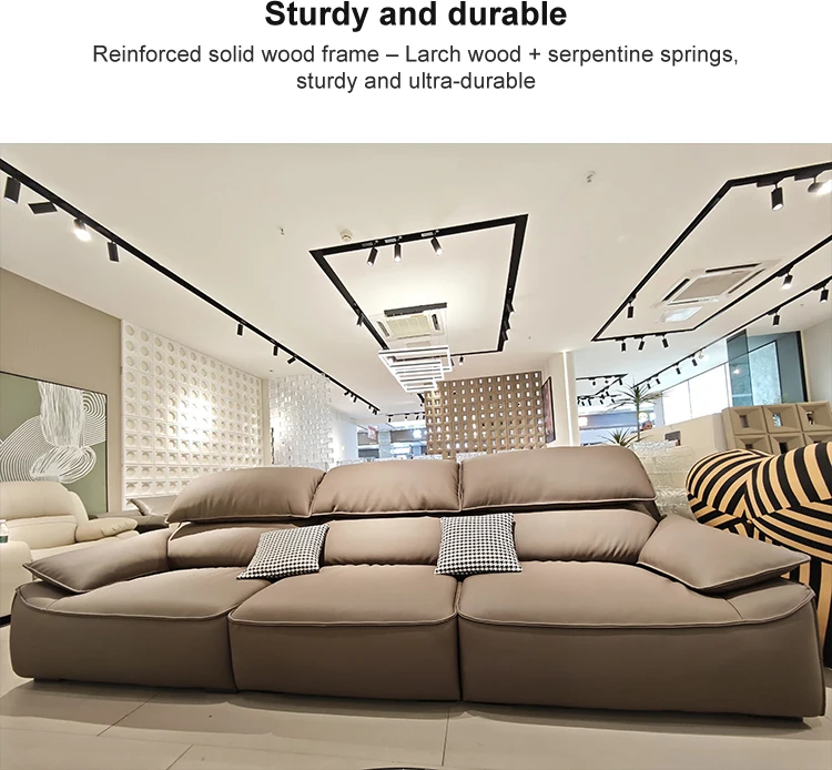 Italian Simplicity Leather Sofas Nordic Style Minimalist Design for Living Room Household Furniture Set