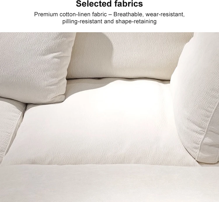 Italian Minimalist L-Shape Corner Sofa Comfortable Chenille Fabric Cream Style White Living Room Set Modular Sponge Filling