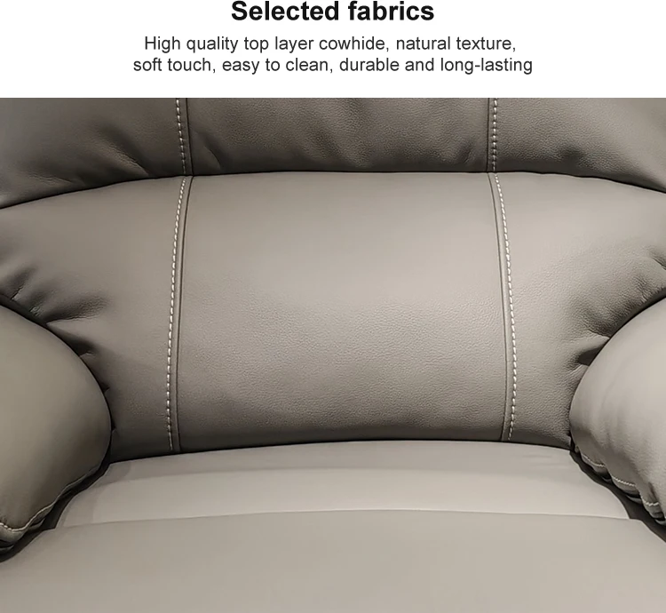 Luxury Modern Single Leather Recliner Sofa Extendable Swivel Multifunctional Smart Electric with Wood Frame Living Room