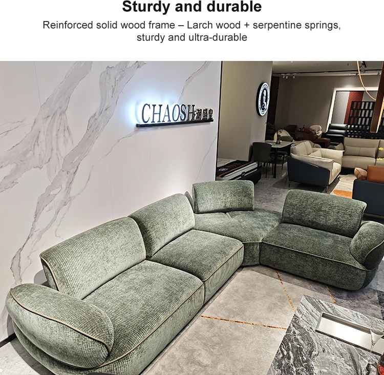 Italian Modern Minimalist Corner Sofa Chenille and Cloth Cover with Sponge Filling for Simplicity Living Room Furniture