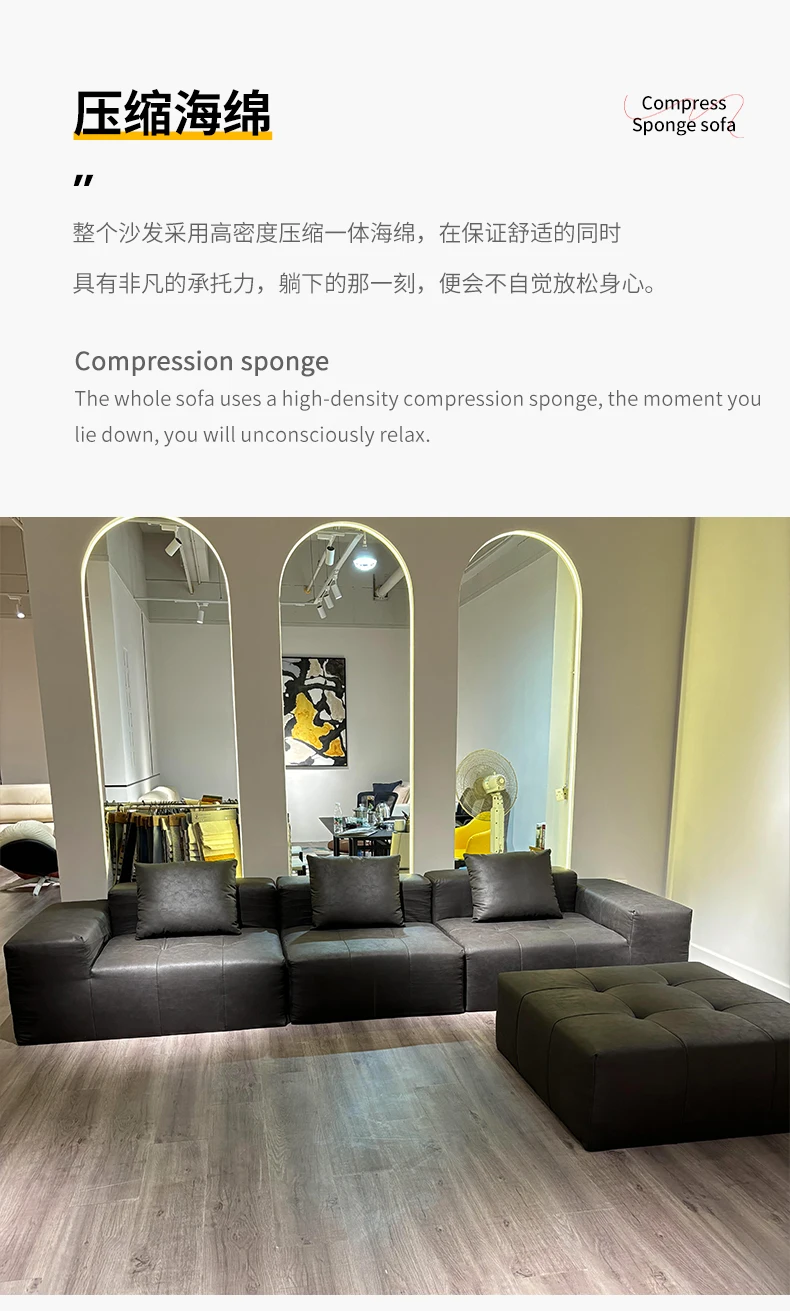 Modern Minimalist Light-Weight L-Shape Modular Flannel Sofas Set for Living Room Hotel Apartment Villa Use Sponge-Filled