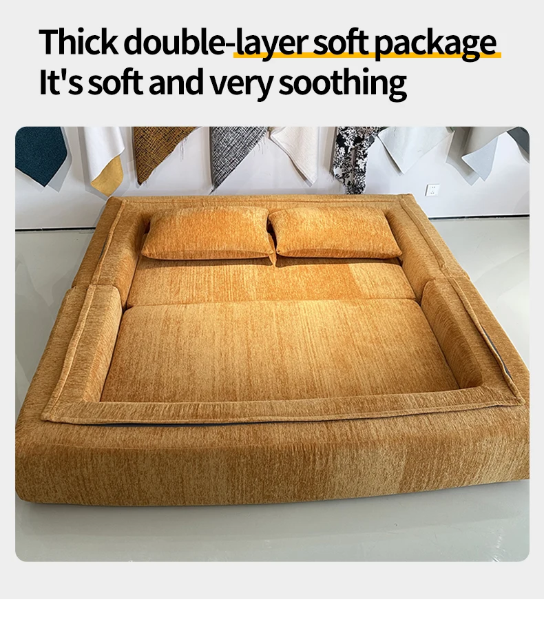 Convertible Chenille Minimalist Folding Sofa Modular Extendable Storage Washable Sponge Hotel Bedroom Living Room Use