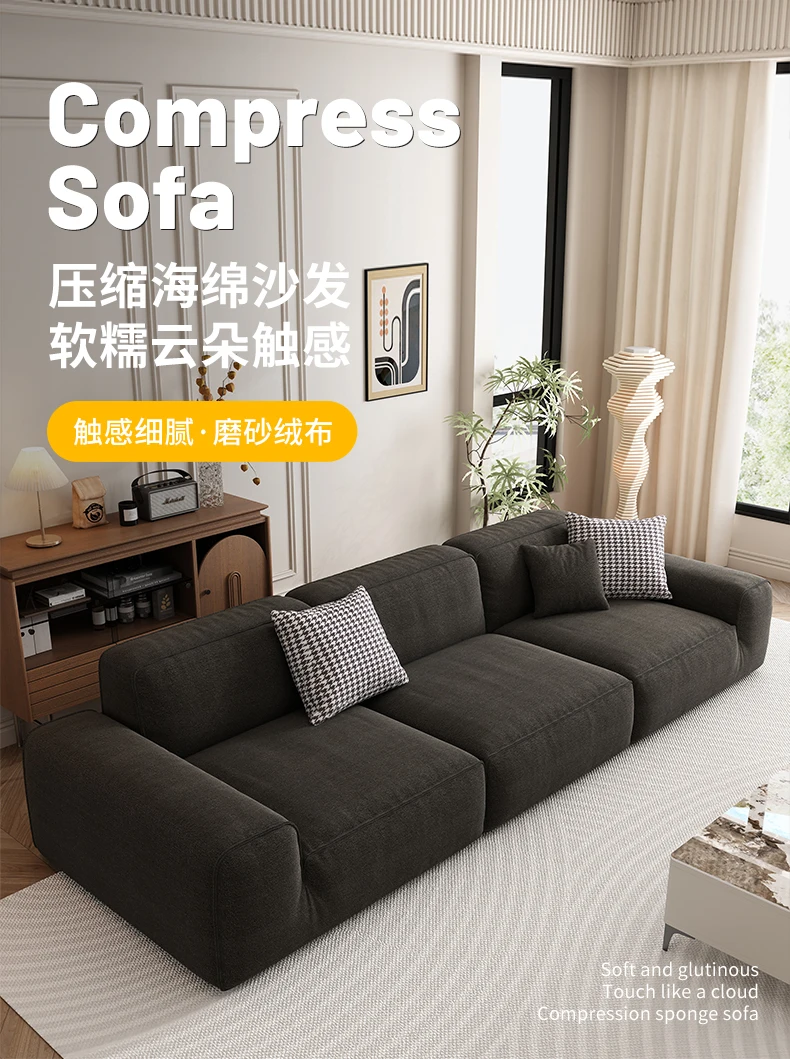 Home Furniture Easy Assembly High Density Sponge Compression Corner Sofa Set Square Shape Foldable Minimalist Apartment Villa