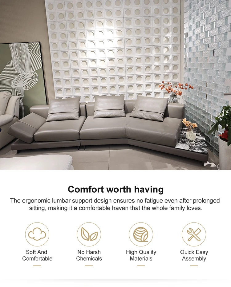 Classics Italy High End Modern Horizon Three Seat Chesterfield Sofa Genuine Leather Sponge Alien Form Elegance for Nordic Villa