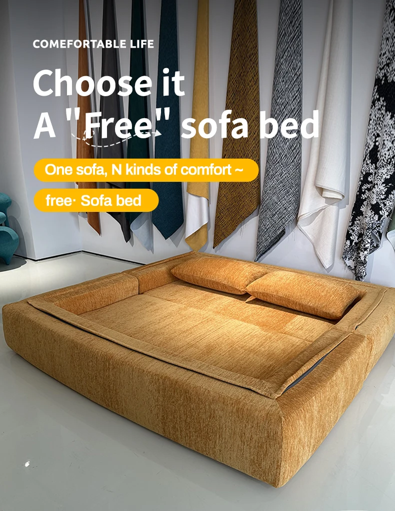 Convertible Chenille Minimalist Folding Sofa Modular Extendable Storage Washable Sponge Hotel Bedroom Living Room Use