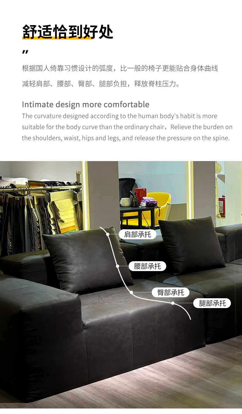 Modern Minimalist Light-Weight L-Shape Modular Flannel Sofas Set for Living Room Hotel Apartment Villa Use Sponge-Filled