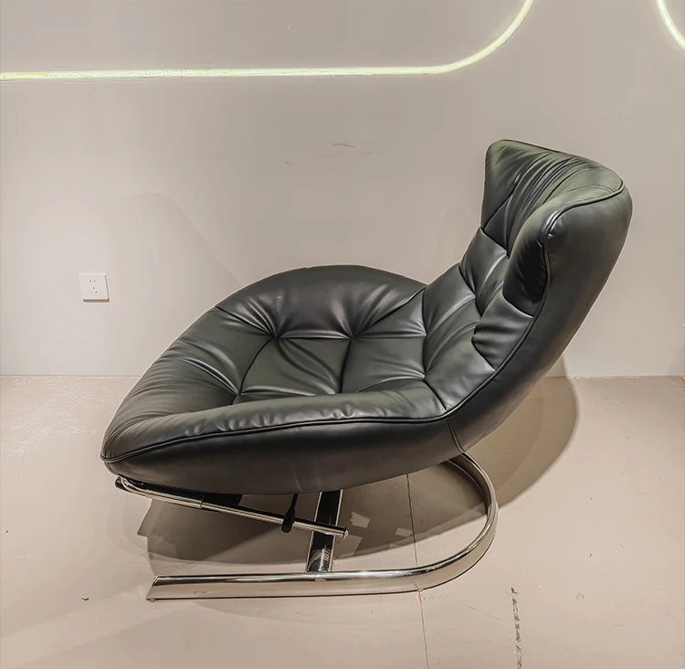 Italian Convertible Superfine Leather Chaise Lounge Sofa Chair Modern European Design Adjustable Comfortable Home Furniture