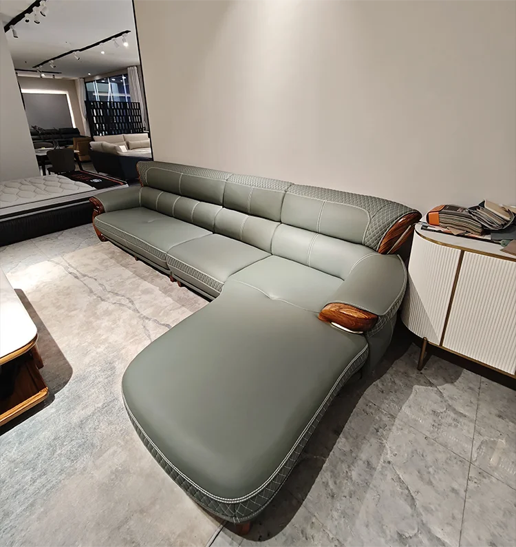 Customizable Antique Contemporary Microfiber Leather Sectional Sofa Set Comfortable for Villa Living Room & Office