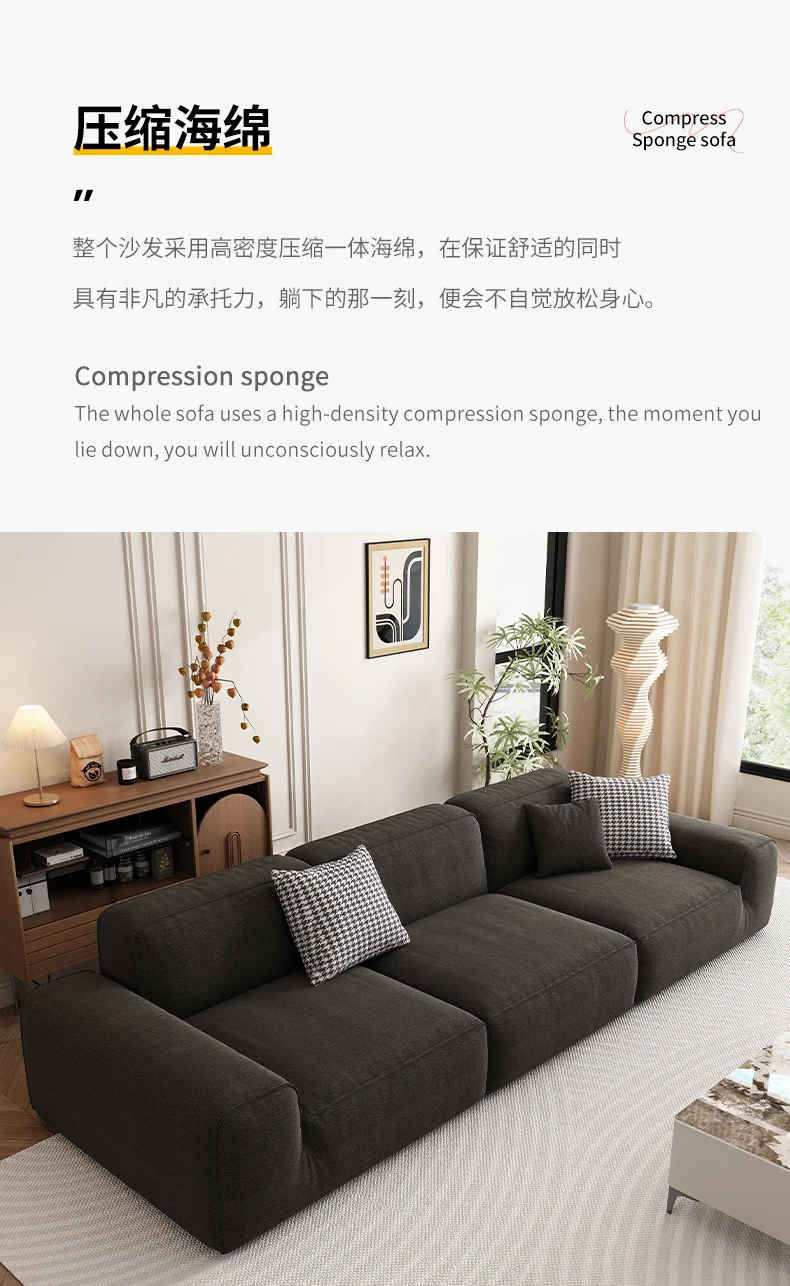 Home Furniture Easy Assembly High Density Sponge Compression Corner Sofa Set Square Shape Foldable Minimalist Apartment Villa