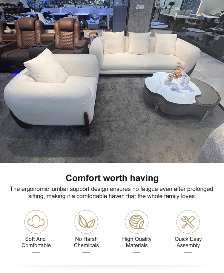 Modern Wabi Sabi-Style Three-Seat Corner Sofa with Sponge-Filled Fabric Minimalist Square Design Wood Legs for Living Room