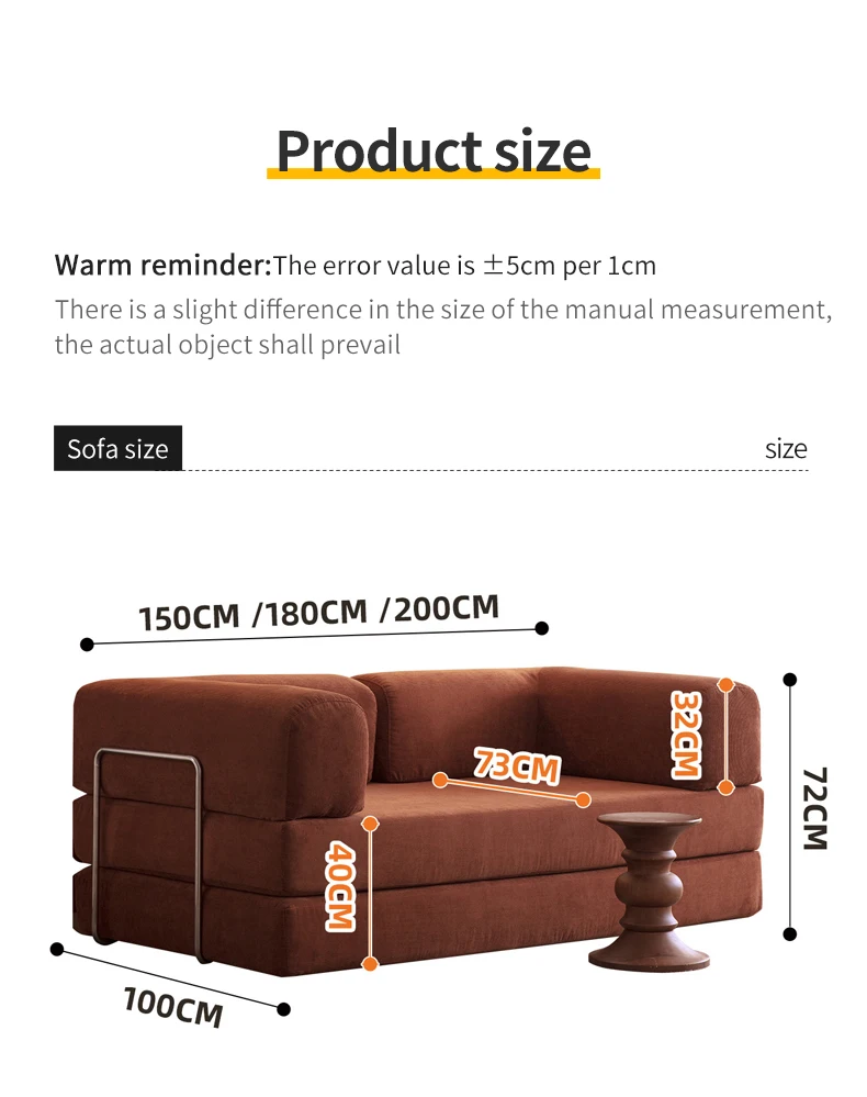 Simple Square Corner Folding Sofa Bed Fabric Compressed Convertible Extendable Living Room Decor Sofa