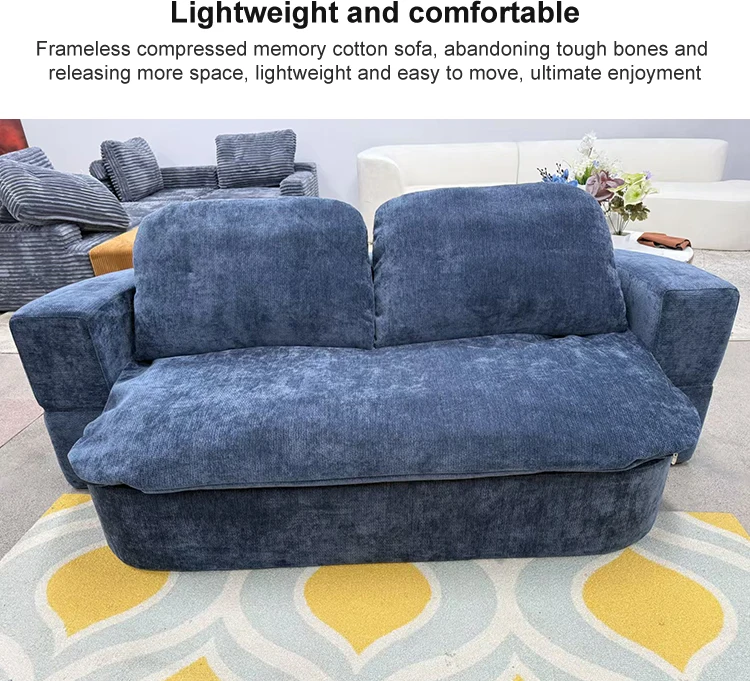 High Resilience Memory Foam Reclining Sofa Bed Set Anti-Wrinkle Flannel Fabric Minimalist Apartment Living Room School Villa