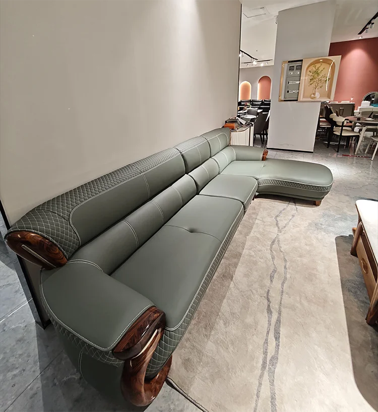 Customizable Antique Contemporary Microfiber Leather Sectional Sofa Set Comfortable for Villa Living Room & Office