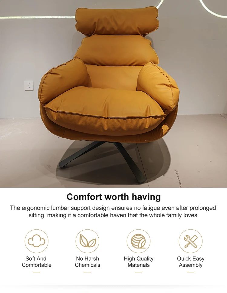 Italian Style Swivel Leisure Sofa Chair Soft Velvet Modern Design for Living Room Bedroom Apartment Villa