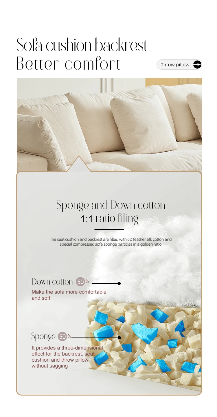 Boneless Modern Velvet Square Sofa Set with Removable Cover High-Density Sponge Filling Vacuum Compressed Packaging