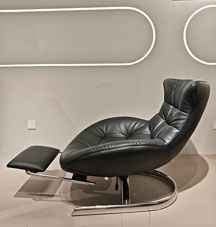 Italian Convertible Superfine Leather Chaise Lounge Sofa Chair Modern European Design Adjustable Comfortable Home Furniture
