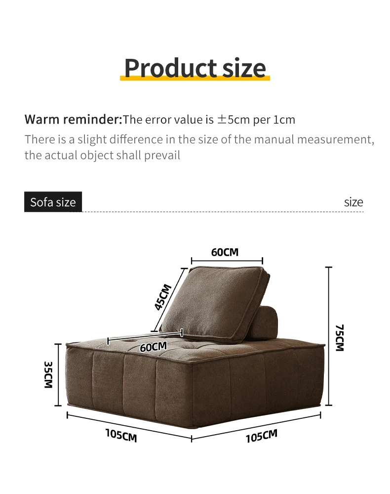 Factory Direct Modern Tufted Single Seat Sponge Fabric Compression Sofa for Large Villa Apartment Living Room Feature