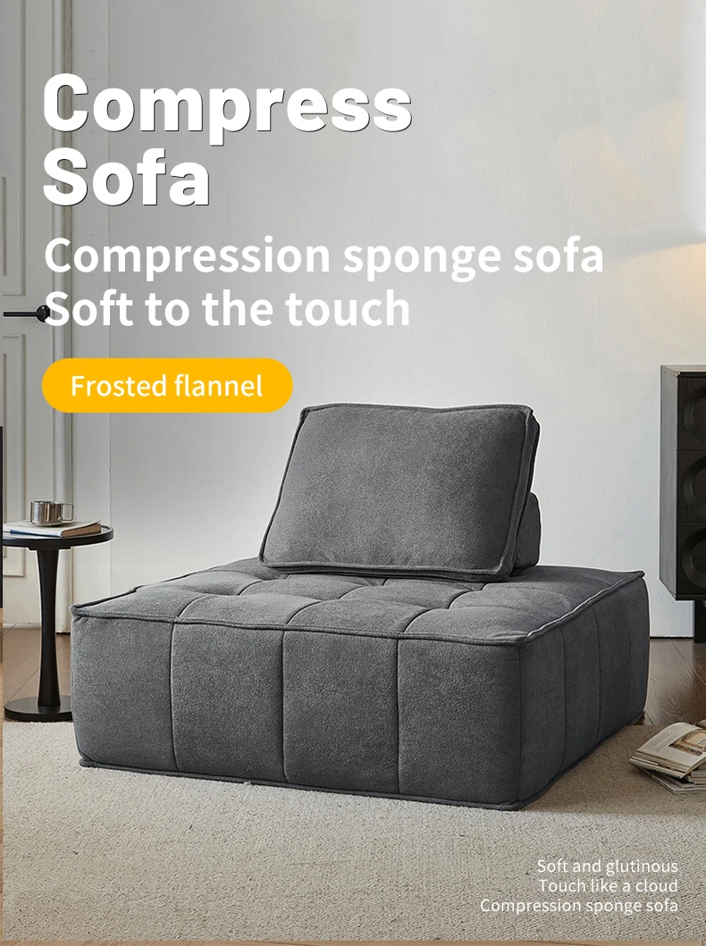 Factory Direct Modern Tufted Single Seat Sponge Fabric Compression Sofa for Large Villa Apartment Living Room Feature