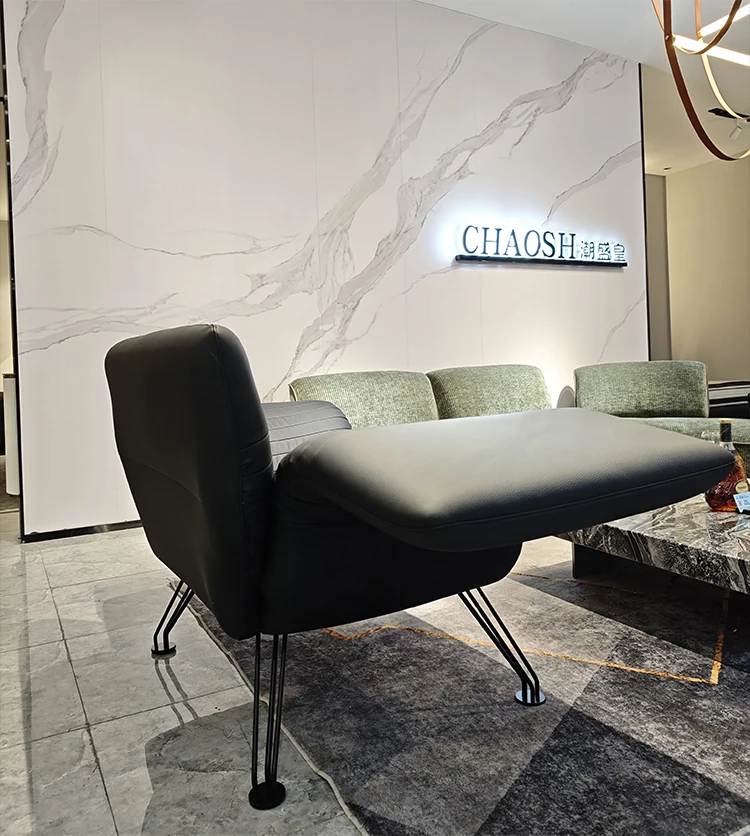 High-End Minimalist Leather Single-Seater Sofa Chair with Armrest for Home Office Dining Bedroom Hotel Apartment Leisure Use