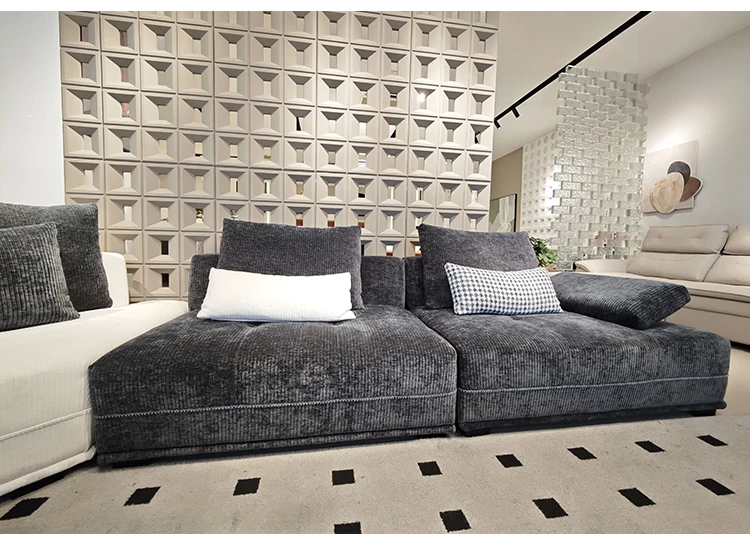Factory Customization Tofu Cubes L-Shape Chenille Fabric Modular Sofa for Living Room Hotel & Villa Use Minimalist Design