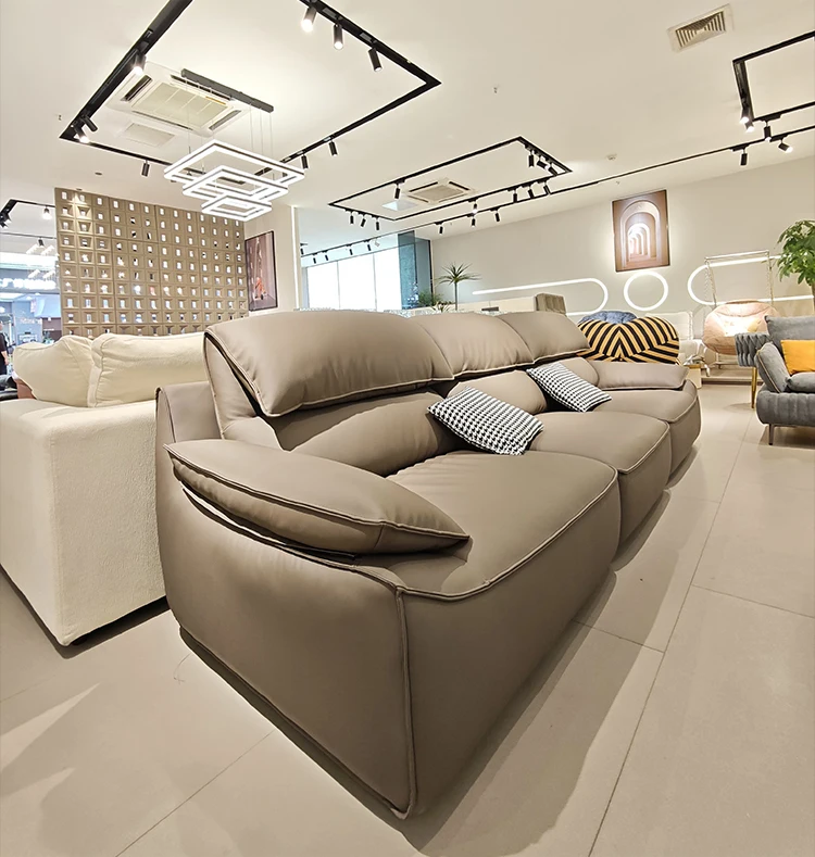 Italian Simplicity Leather Sofas Nordic Style Minimalist Design for Living Room Household Furniture Set