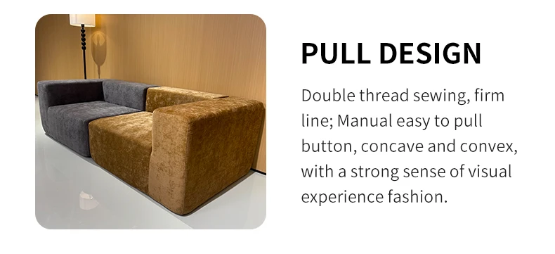 Nordic European Minimalist Sectional Couch Modular Compression Living Room Sofa with Square Shape Vacuum Compressed