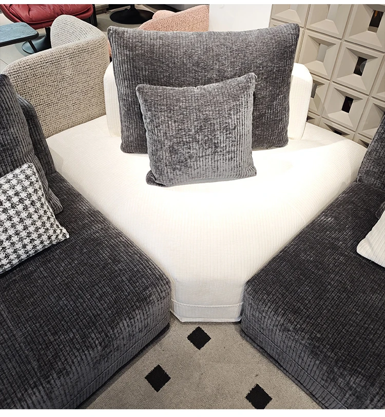 Factory Customization Tofu Cubes L-Shape Chenille Fabric Modular Sofa for Living Room Hotel & Villa Use Minimalist Design