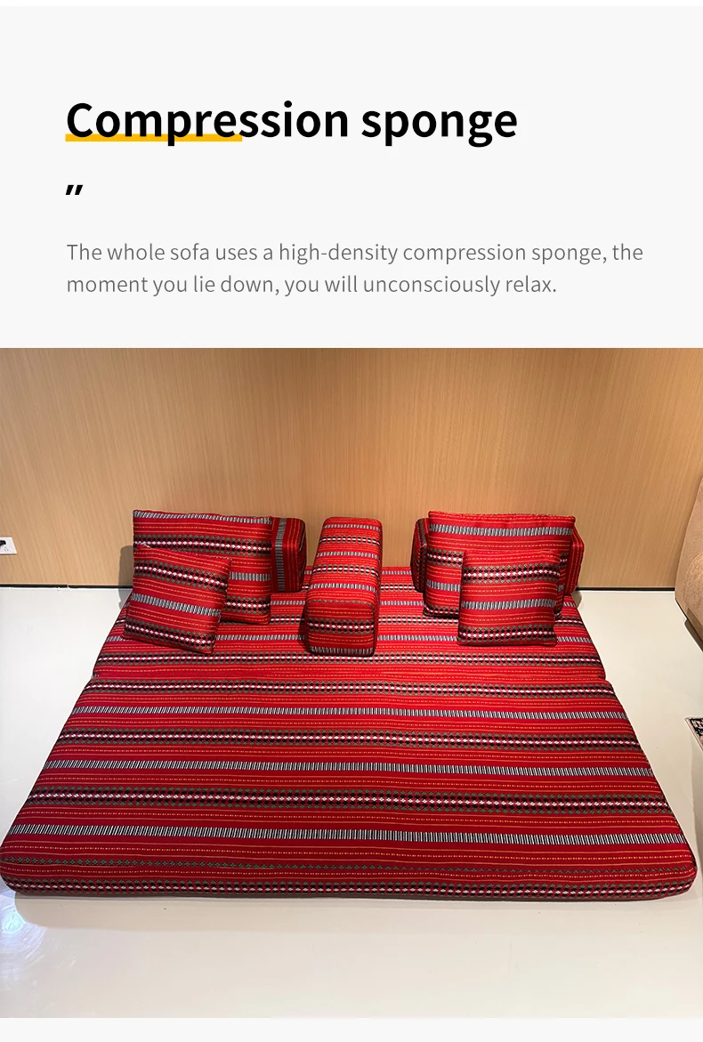 Custom Modern Mahjong L-Shape Sofa Sectional Sofa Bed Convertible Arabic Floor Sponge Cushions Living Room Apartment Villa