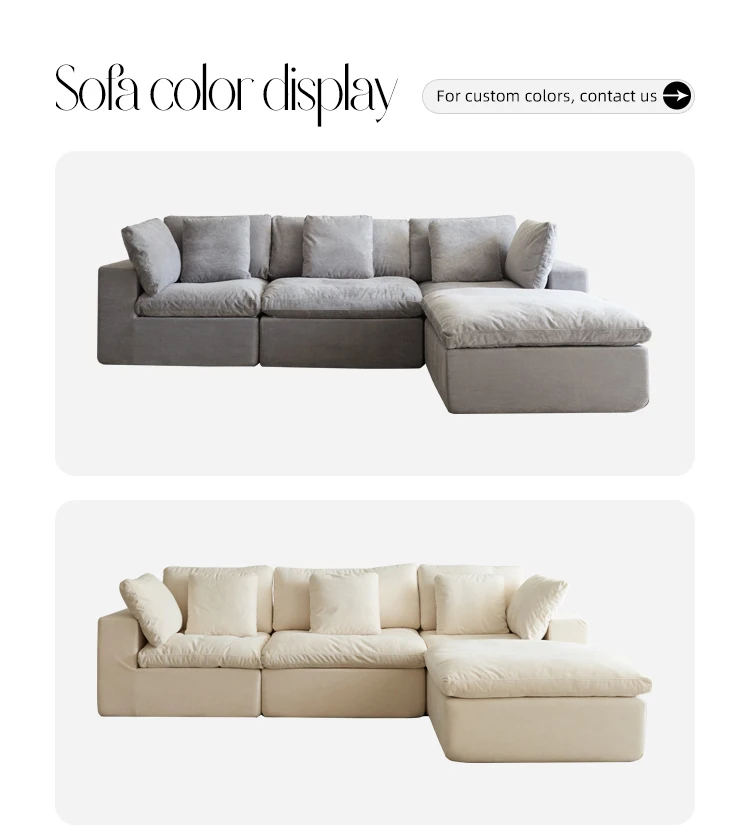 Boneless Modern Velvet Square Sofa Set with Removable Cover High-Density Sponge Filling Vacuum Compressed Packaging