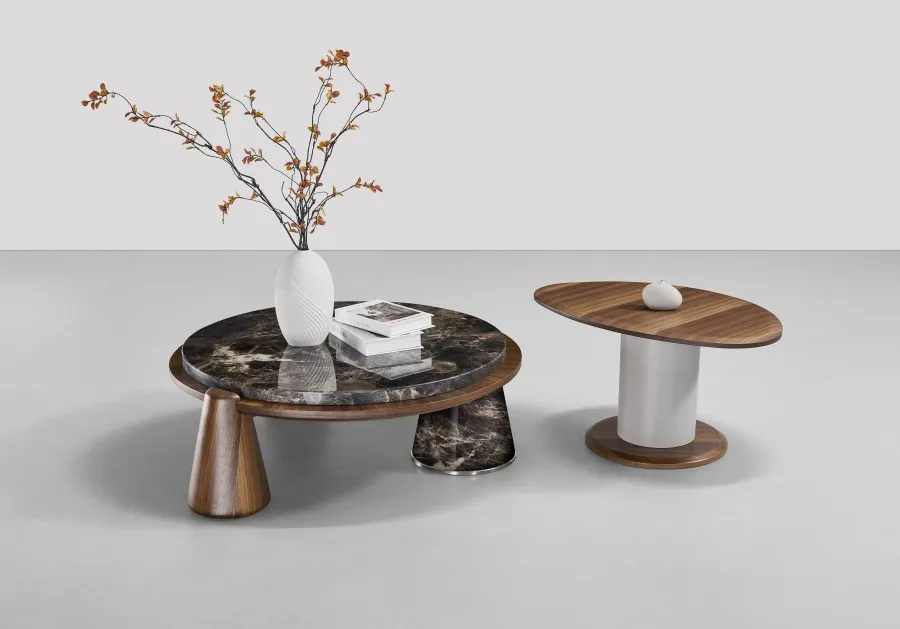 Italian High End Modern Coffee Table Minimalist Oval Design with Natural Stone Finish Durable Living Room Furniture for Home Use