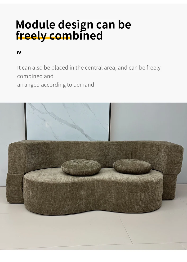 Nordic Cloud Minimalist Fabric Modular Sofa Bed Foldable Reclining for Small Apartment Bedroom School Use Sponge Filling