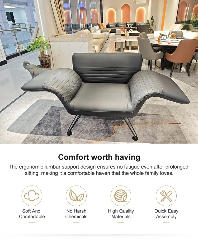 High-End Minimalist Leather Single-Seater Sofa Chair with Armrest for Home Office Dining Bedroom Hotel Apartment Leisure Use