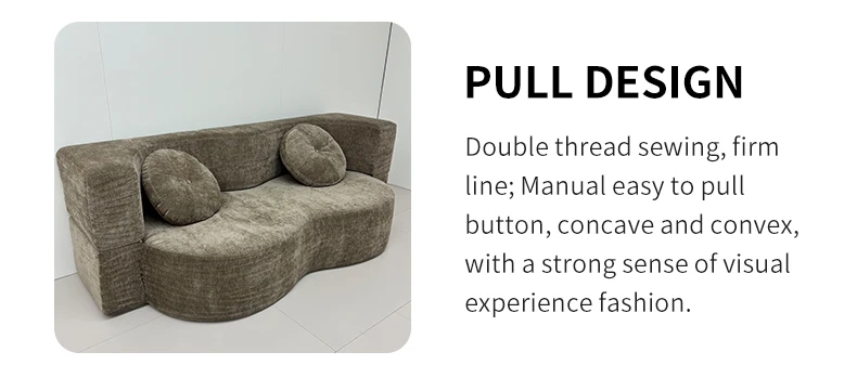 Nordic Cloud Minimalist Fabric Modular Sofa Bed Foldable Reclining for Small Apartment Bedroom School Use Sponge Filling