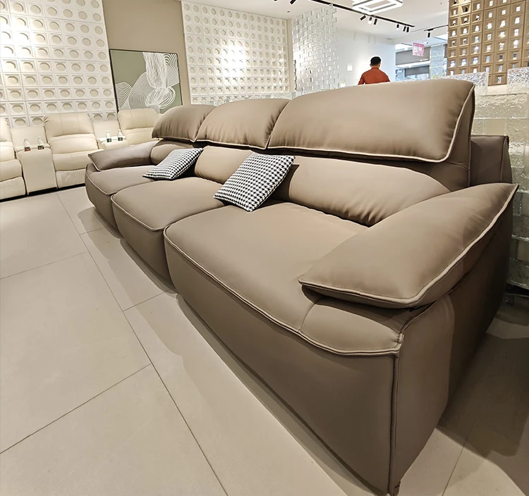 Italian Simplicity Leather Sofas Nordic Style Minimalist Design for Living Room Household Furniture Set