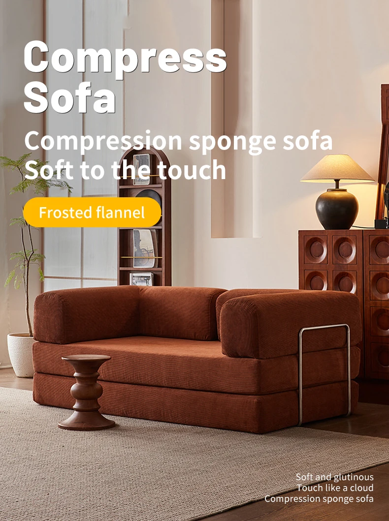 Simple Square Corner Folding Sofa Bed Fabric Compressed Convertible Extendable Living Room Decor Sofa