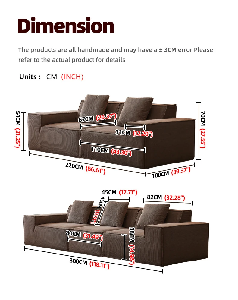 Modern Fabric Living Room Compression Sofa Set Tofu Block Sectional Design Height Density Sponge Vacuum Pack Compression Sofa